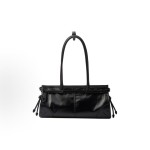 PRADA Bonnie soft lux series Long handle Leather shoulder bag, medium size for women, black